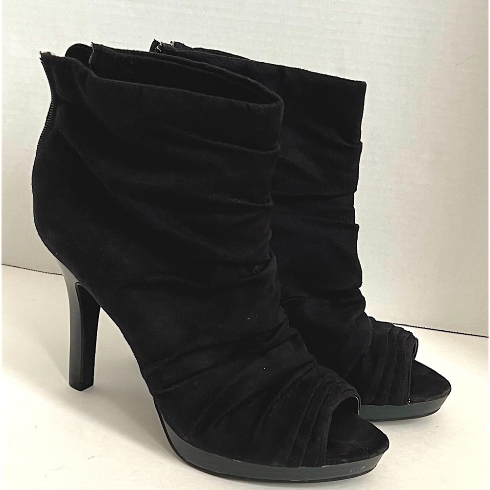 FIONI Ankle Boots w/ peep toe Ladies 7.5 Black